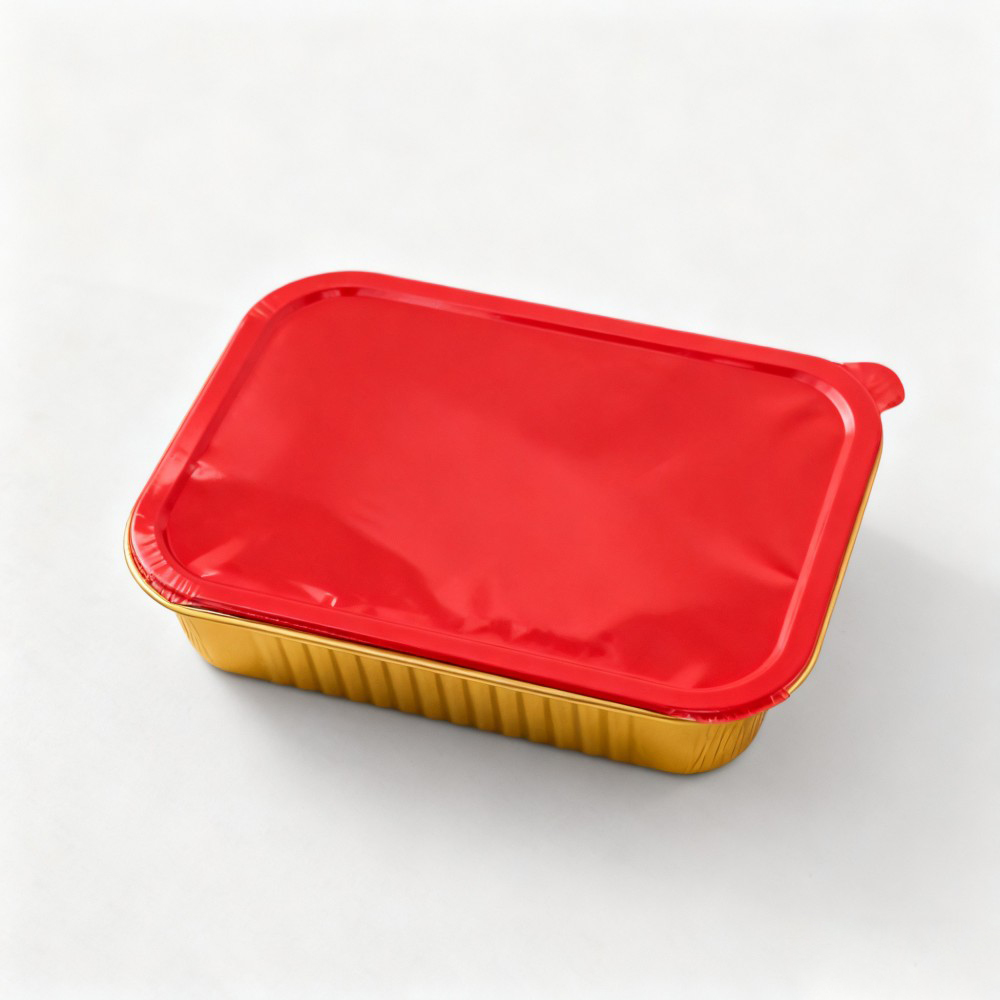 Aluminum Foil Takeout Box with Kraft Paper Sleeve - Image 2