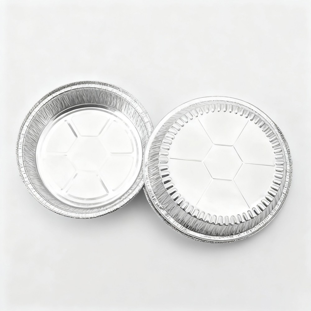 Round Silver Aluminum Foil Plates with Lids - Image 3
