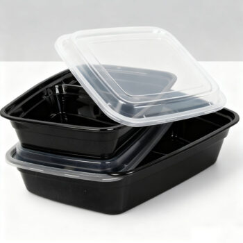3-Compartment Round Plastic Takeout Container