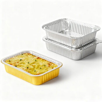 Rectangular Aluminum Foil Baking Pan with Food