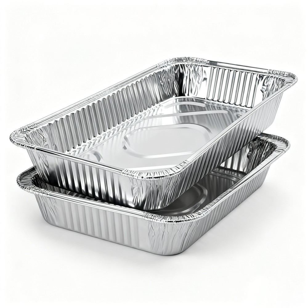 Stackable Silver Rectangular Aluminum Foil Containers