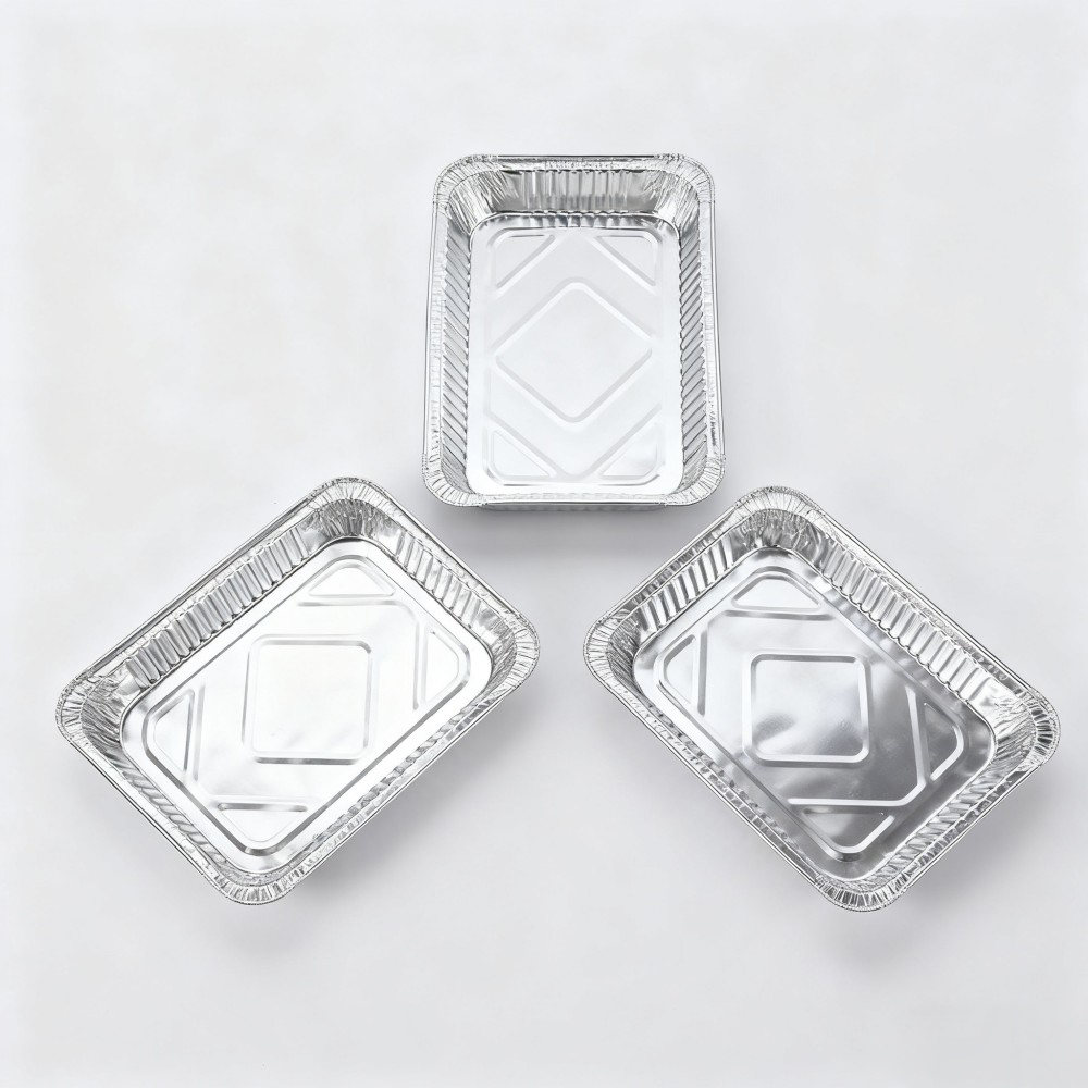 Stackable Silver Rectangular Aluminum Foil Containers - Image 3