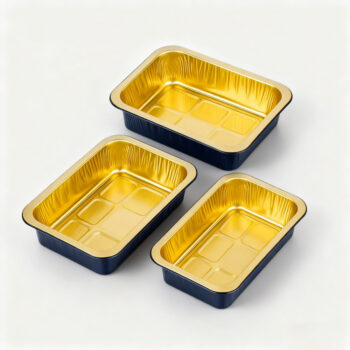 Navy Blue and Gold Rectangular Aluminum Foil Containers