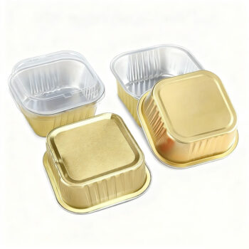 Square Gold and Silver Aluminum Containers