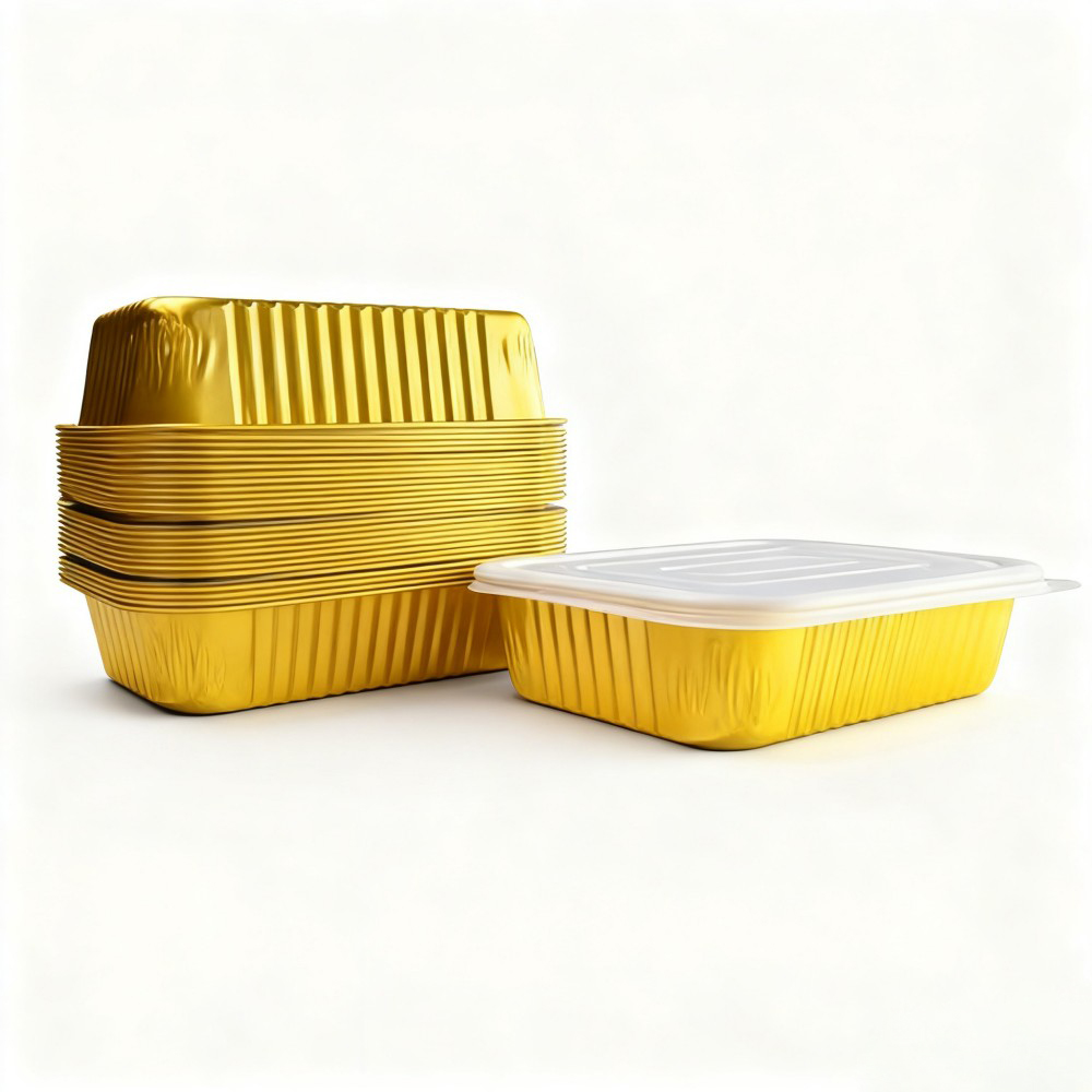 Golden Rectangular Aluminum Foil Tray - Image 4