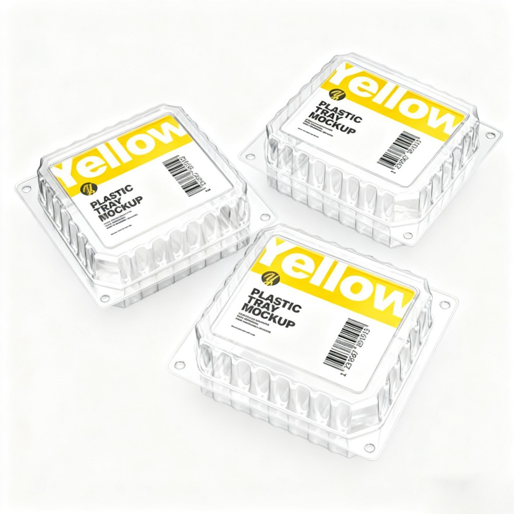 Clear Plastic Food Containers with "yellow" Label