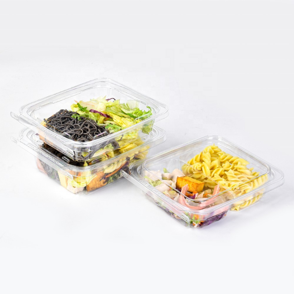 Rectangular Clear Plastic Salad Container - Image 2
