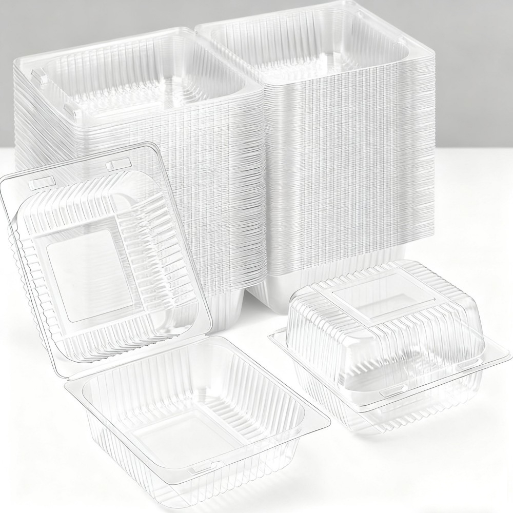 Assorted Sizes Clear Plastic Containers Stack - Image 2
