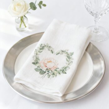 Personalized Floral Wedding Napkins - Custom Monogram