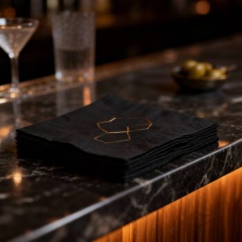 Modern Geometric Pattern Cocktail Napkins - Gold Accent