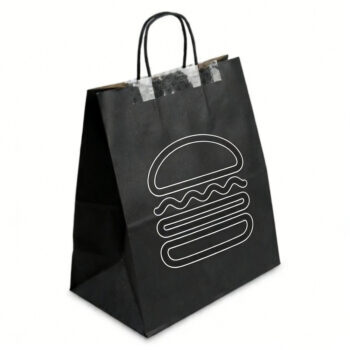 Black Kraft Paper Tamper-Evident Carry Bag