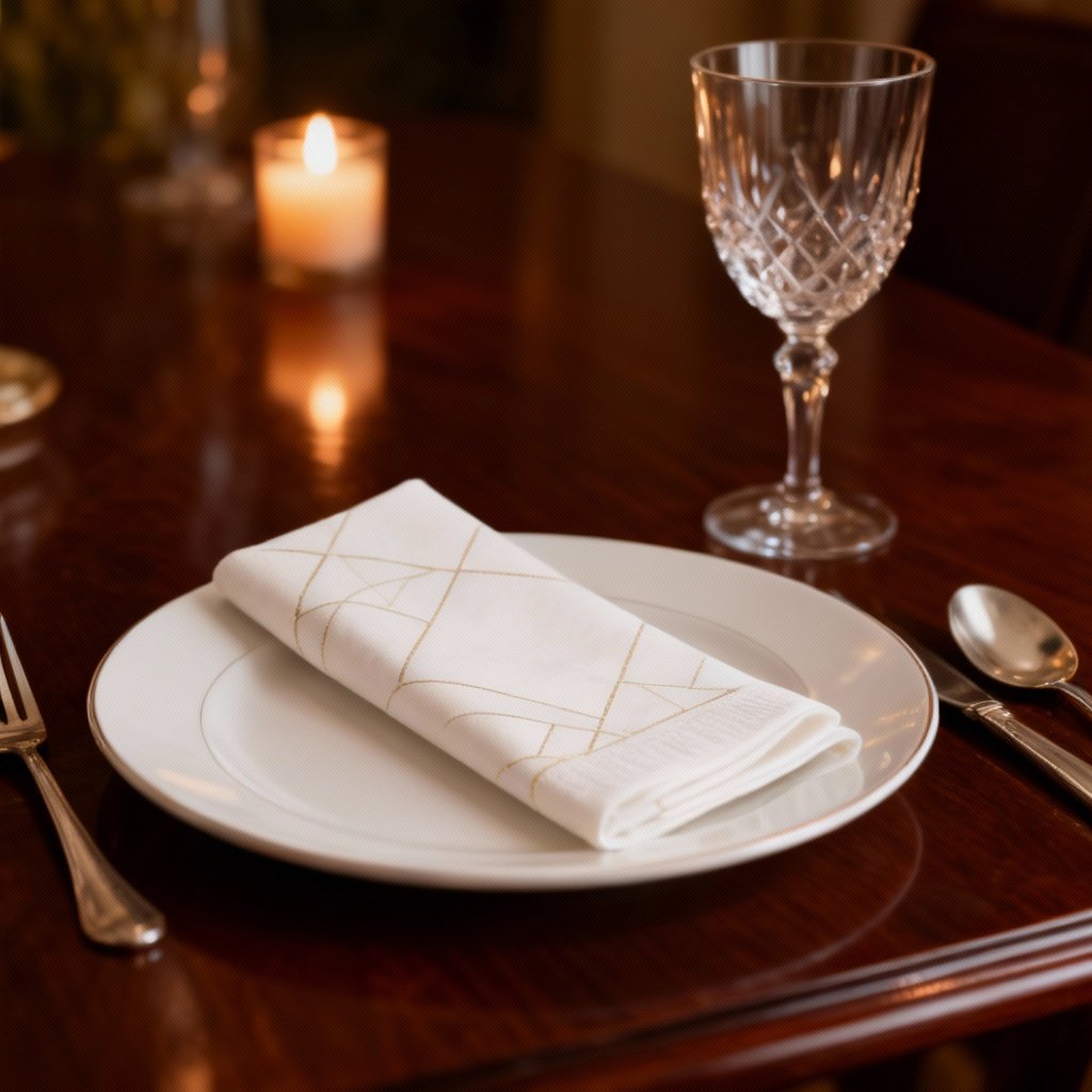 Sophisticated Dinner Party Napkins - Gold Geometric Design
