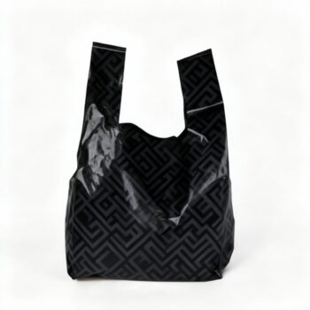 Black stamp flower design back heart bag