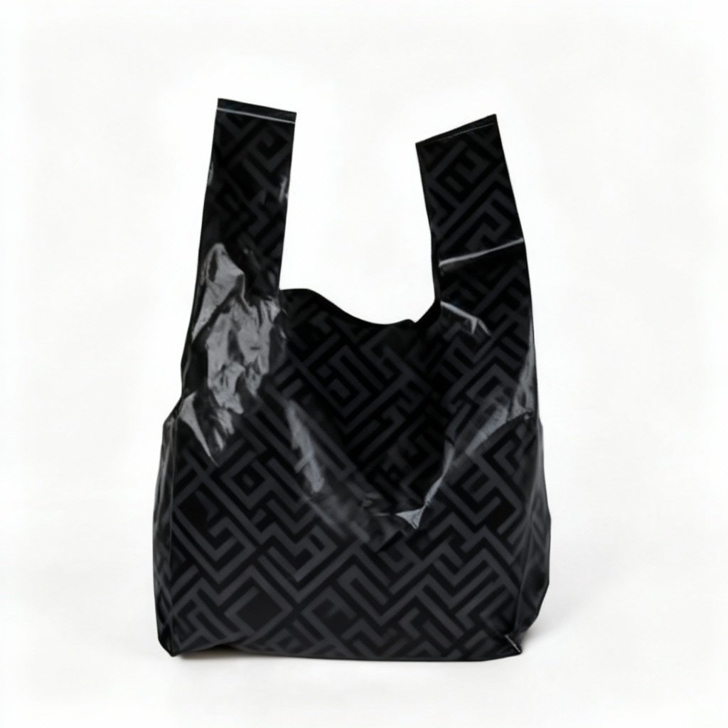 Black stamp flower design back heart bag