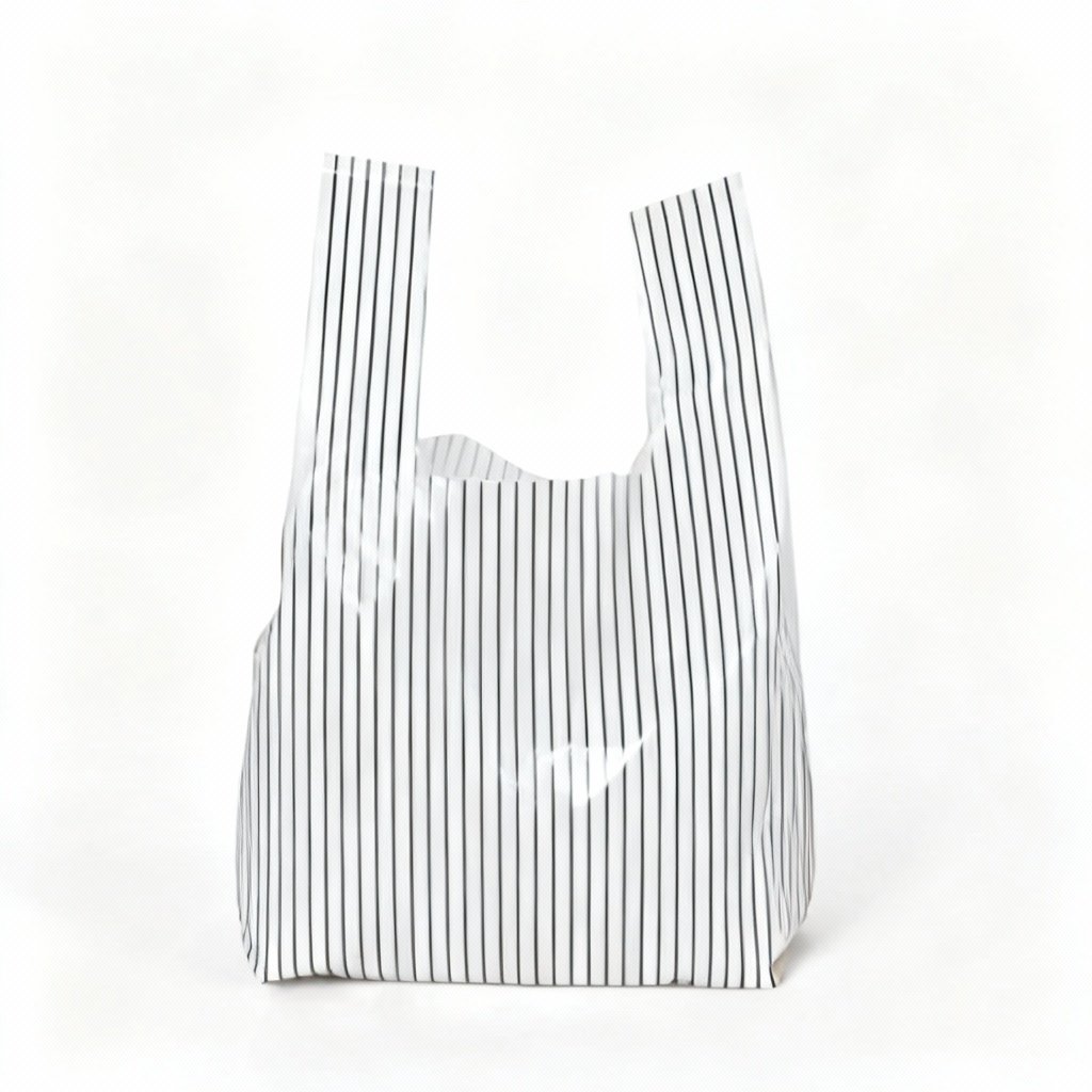 Modern Striped Plastic T-Shirt Shopping Bags