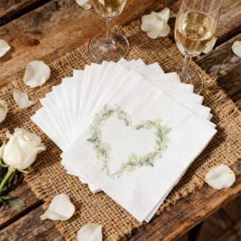 Personalized Rustic Wedding Napkins - Eucalyptus & Lavender Wreath