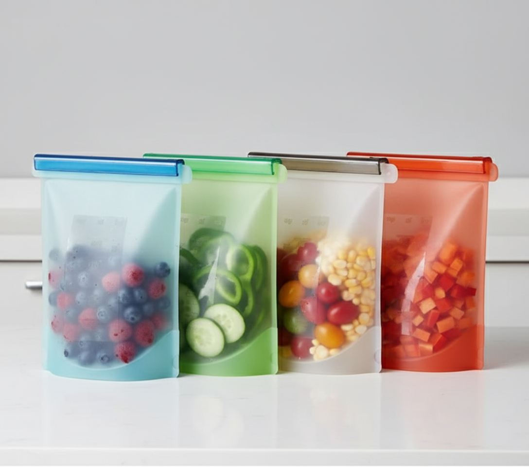 Reusable Silicone Stand-Up Food Storage Bags (4-Pack)
