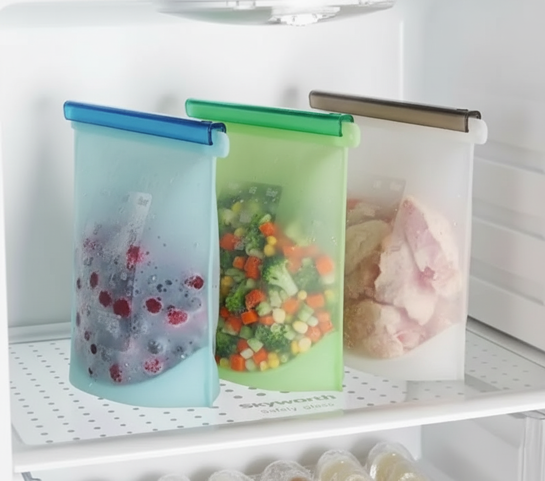 Freezer-Safe Reusable Silicone Storage Bags - 3-Pack