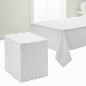 White Disposable Rectangular Tablecloths - Bulk Pack
