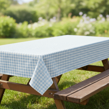 Disposable Gingham Pattern Tablecloths, Light Blue