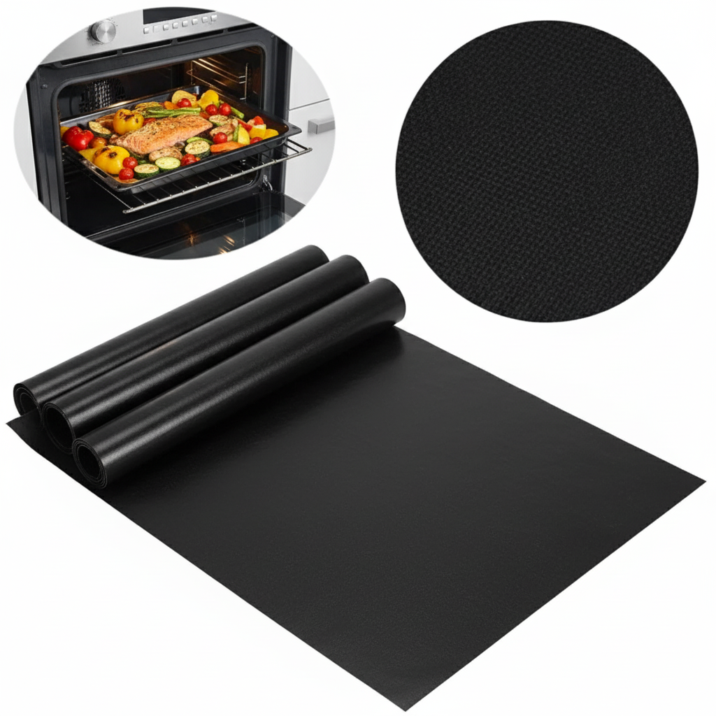 Reusable Non-Stick Oven Liner Sheets - Pre-Cut Black