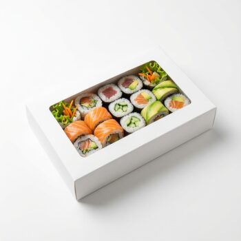 Premium White Cardboard Sushi Box with Window