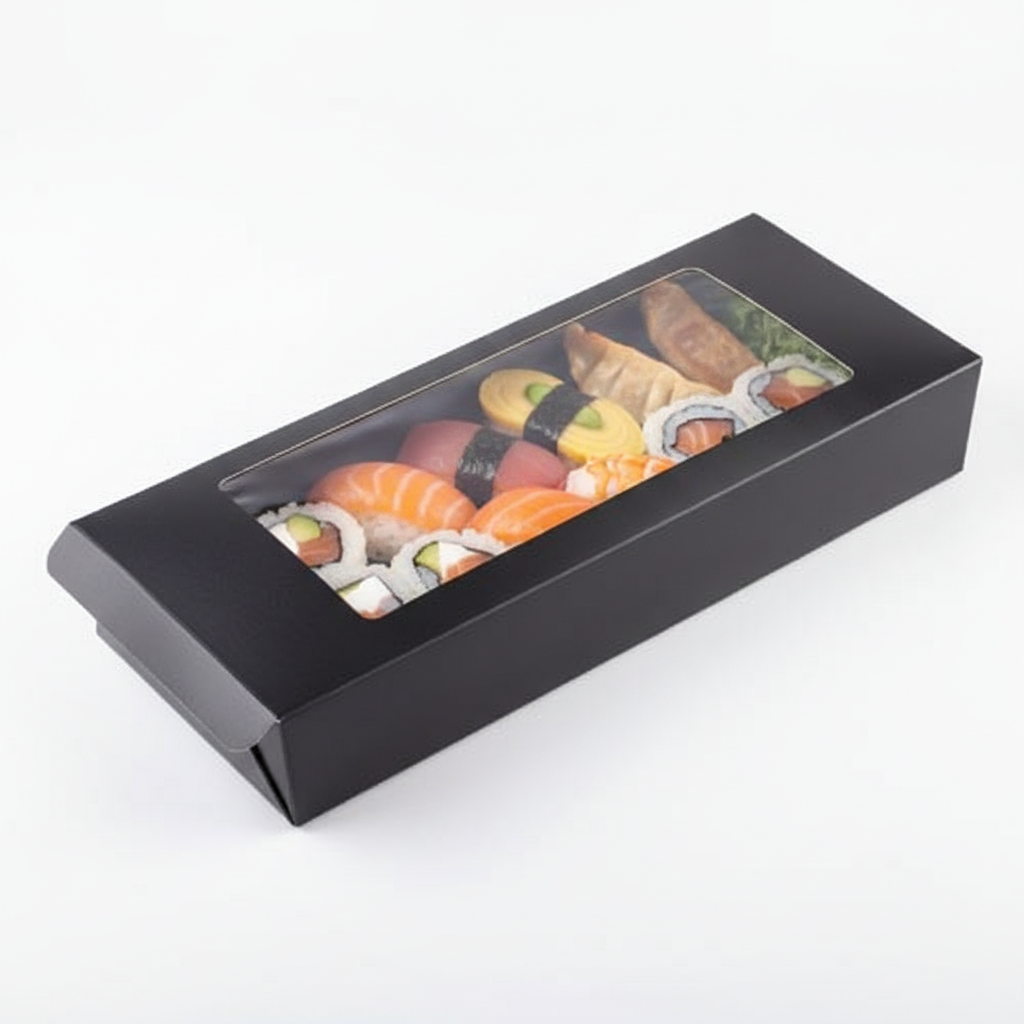 Premium Black Sushi Box with Clear Lid