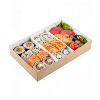 Large Kraft Sushi Takeout Box with Dividers