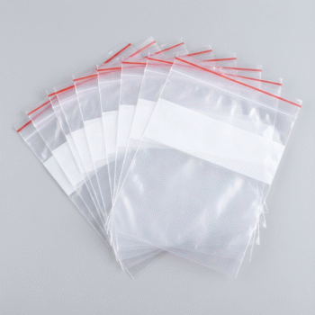 Clear PE Resealable Bags with Write-On Block - Zipper Lock Storage Pouches