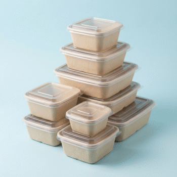 Eco-Friendly Square Sugarcane Bagasse Containers with Clear Lids