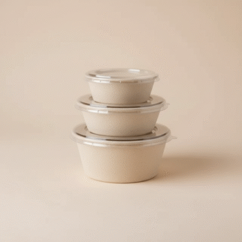 Biodegradable Sugarcane Bagasse Round Bowls with Lids