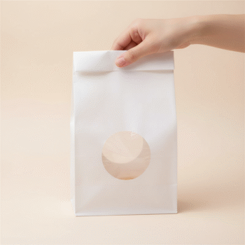 White PE Coated Bag with Circular Window