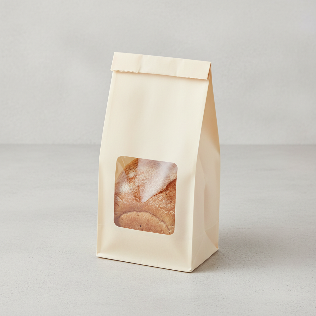 Kraft PE Coated Bag with Window and Rounded Corners