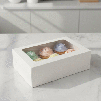 Elegant White Cupcake Carrier with Window