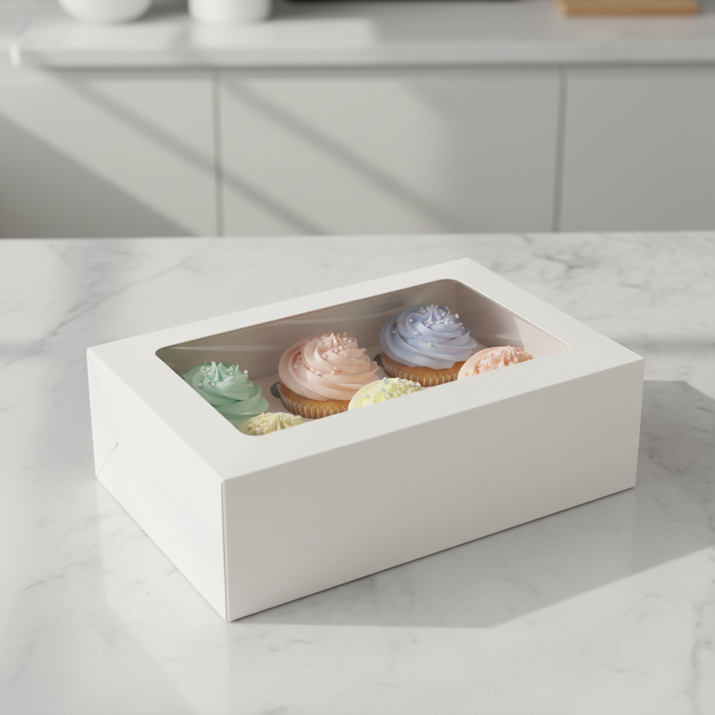 Elegant White Cupcake Carrier with Window
