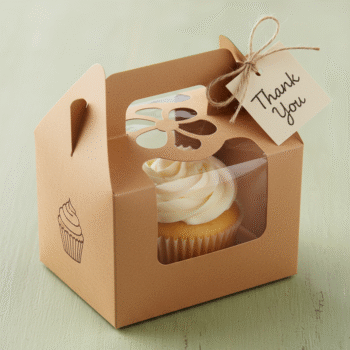 Eco-Chic Kraft Single Cupcake Box with Tag