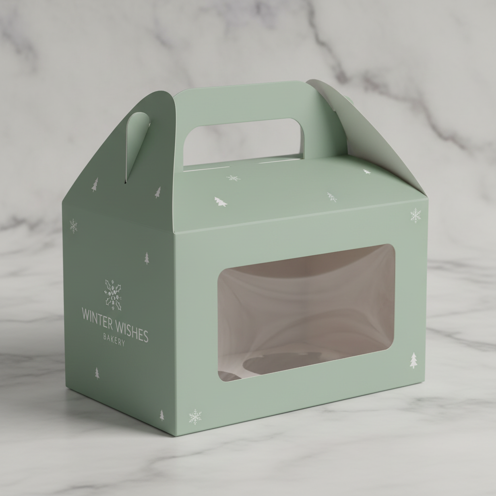 Sage Green Christmas Cupcake Carrier