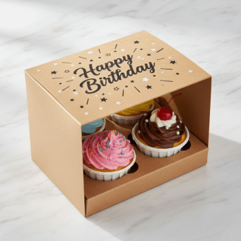 Kraft Paper Happy Birthday Cupcake Box