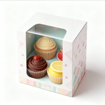 4-Pack Pastel Cupcake Carrier Box with Window