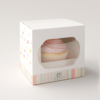 Elegant Floral Single Cupcake Box with Oval Window