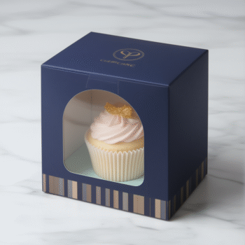Luxury Gold Foil Single Cupcake Box with Arch Window