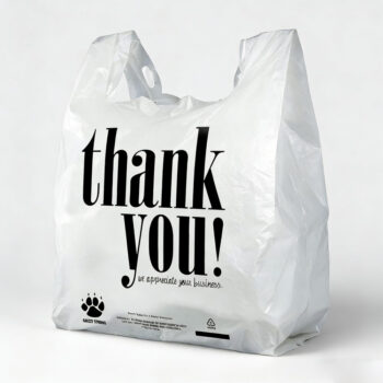 Large Heavy-Duty White Gusseted Vest Bags