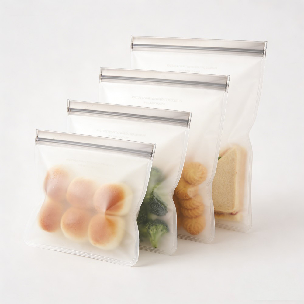 Transparent Reusable Silicone Food Storage Bags - 6-Piece Set
