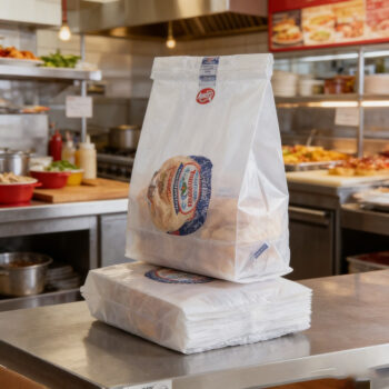Self-Sealing White Kraft Tamper-Evident Takeout Bag