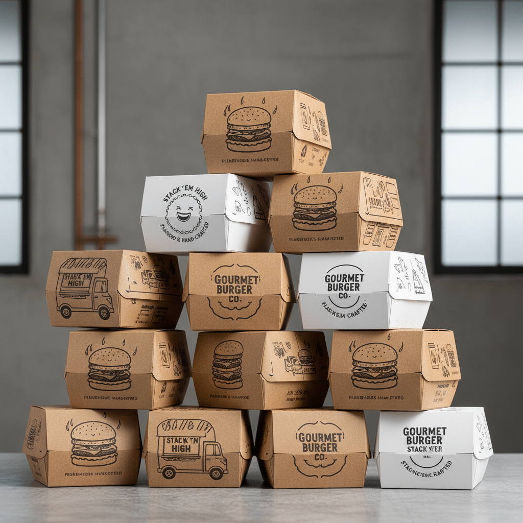 Custom Burger Packaging Boxes Wholesale: Printing Options, Specs & Ordering Tips