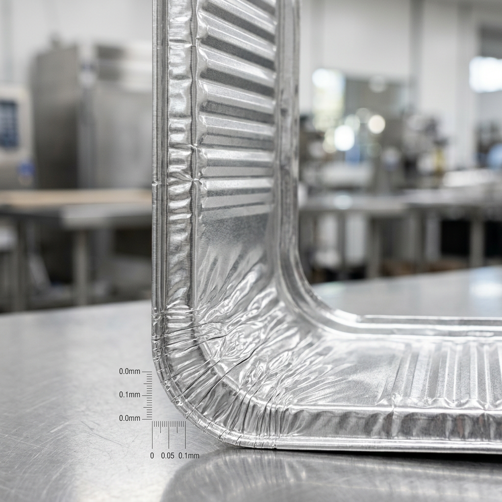 Formed aluminum foil container wall and base detail