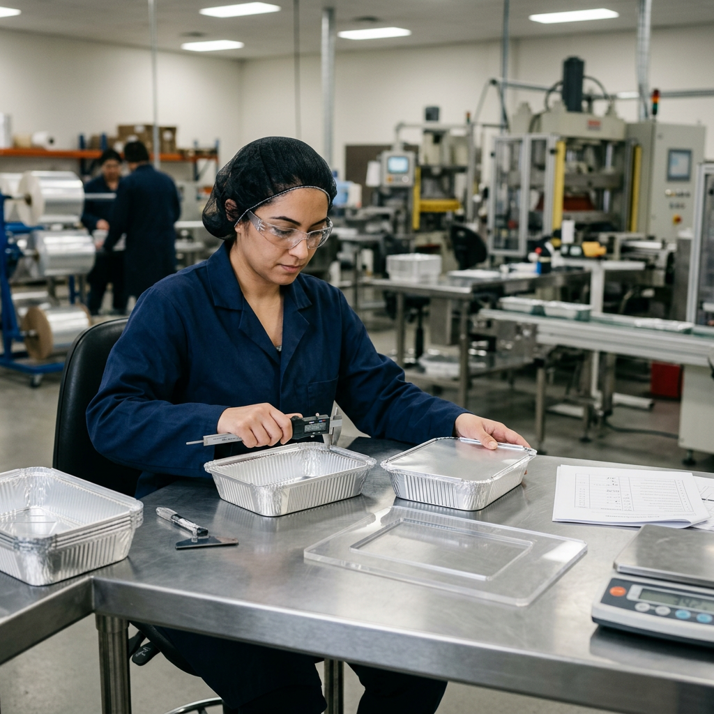 Quality inspection of an aluminum foil foodservice container