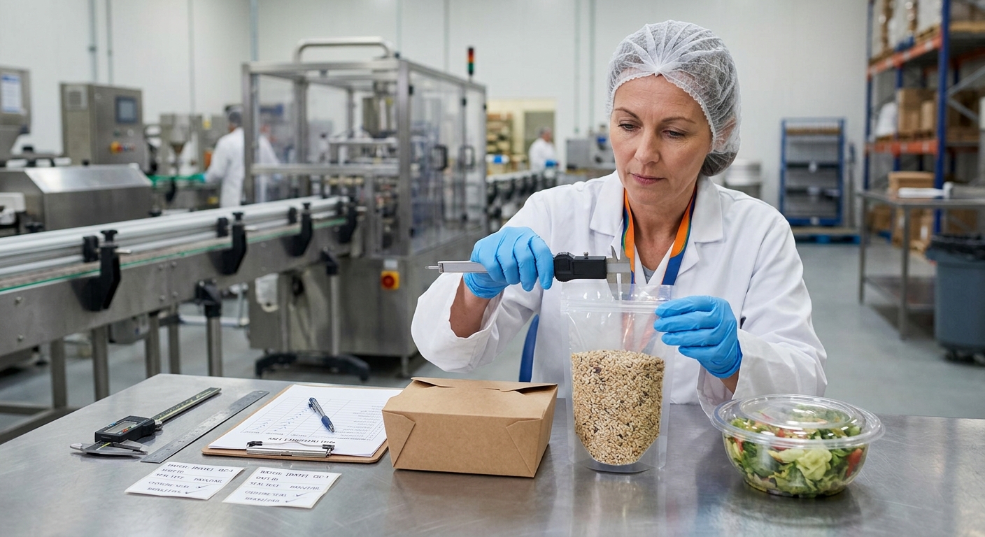 Food packaging seal testing for boxes, bags, and containers