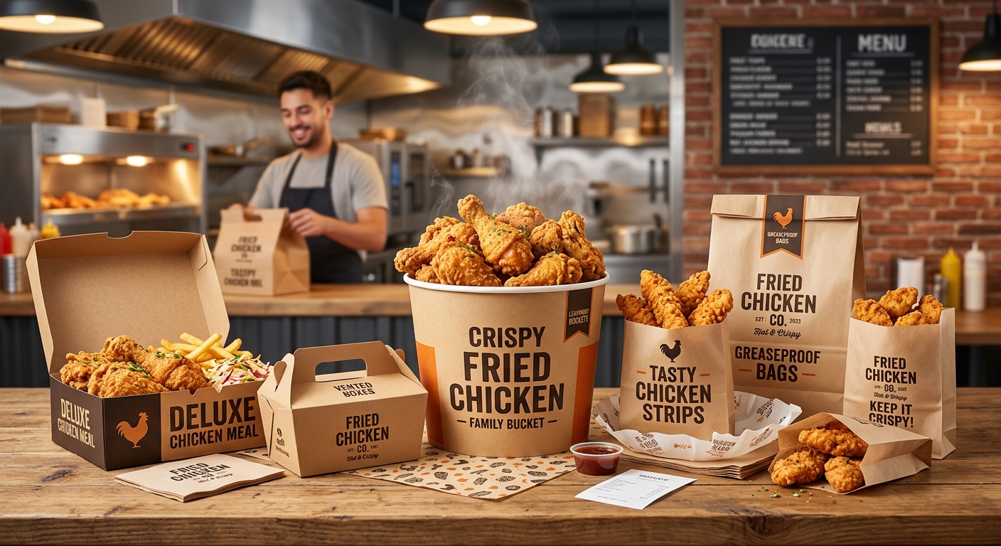 Fried Chicken Packaging: Buckets, Boxes, and Greaseproof Bags for Crispy Takeout