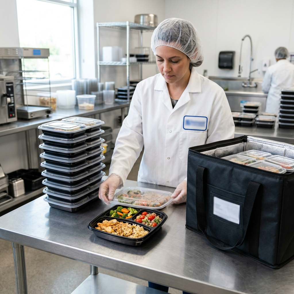 Checking food product fit, lid clearance, compartments, and stackability